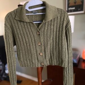Wild Fable Cropped Cardigan Sweater in army green- XS